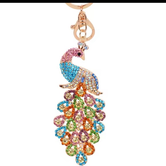 Beautiful rhinestones peacock keychain - Picture 2 of 4